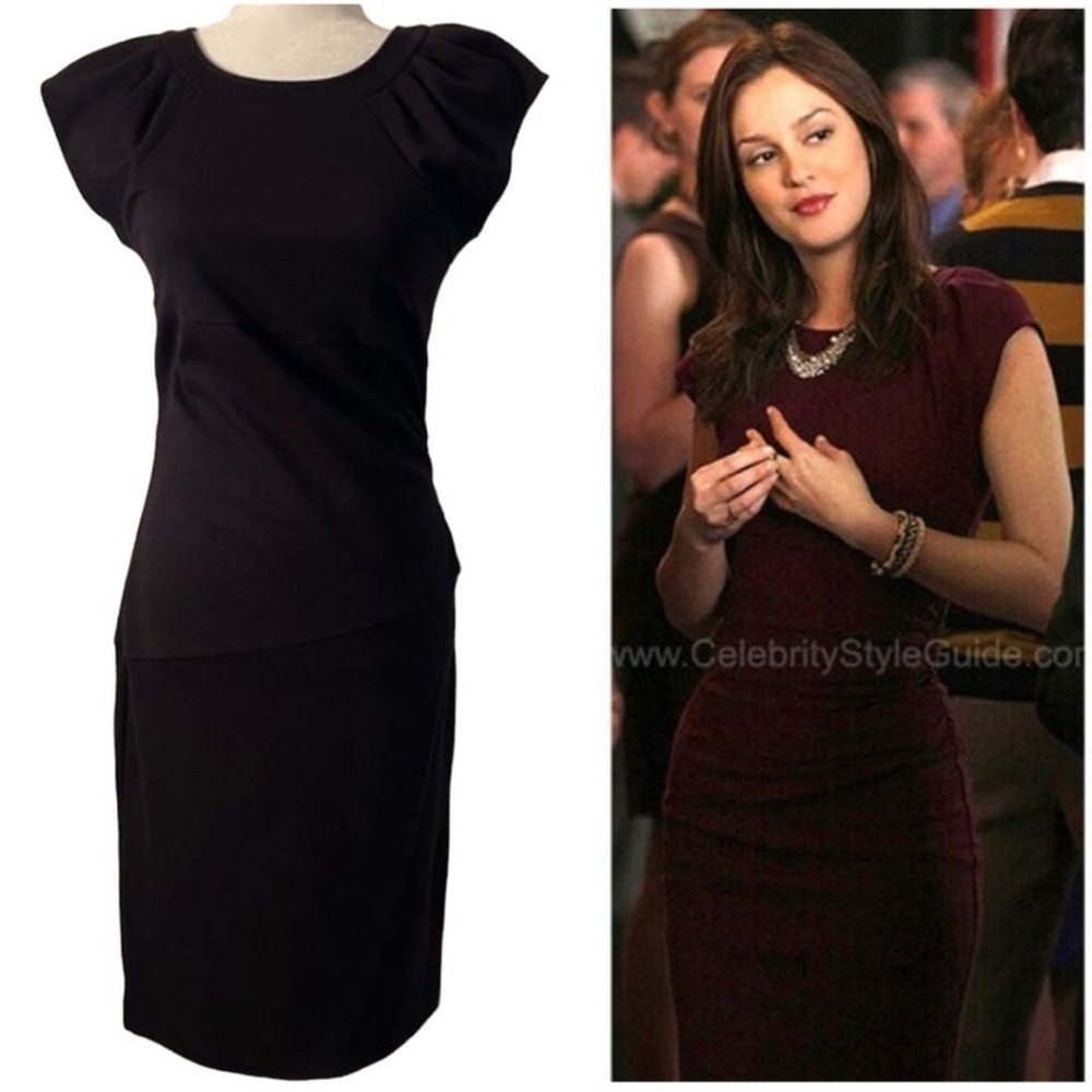 DVF Diane Von Furstenberg Thane Black Midi Dress Size 6
